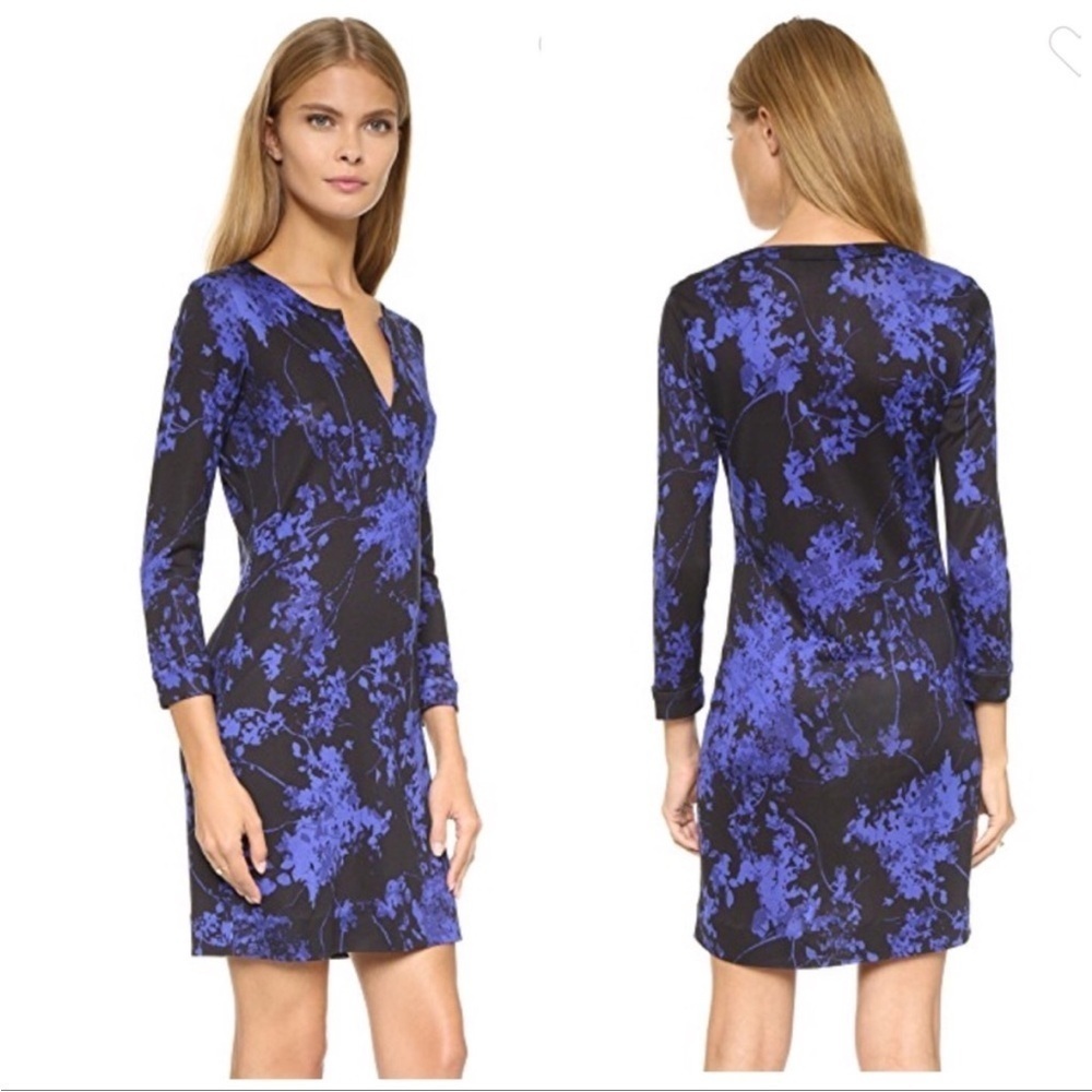 Diane Von Furstenberg DVF Indigo Print Raye Silk Dress size 10